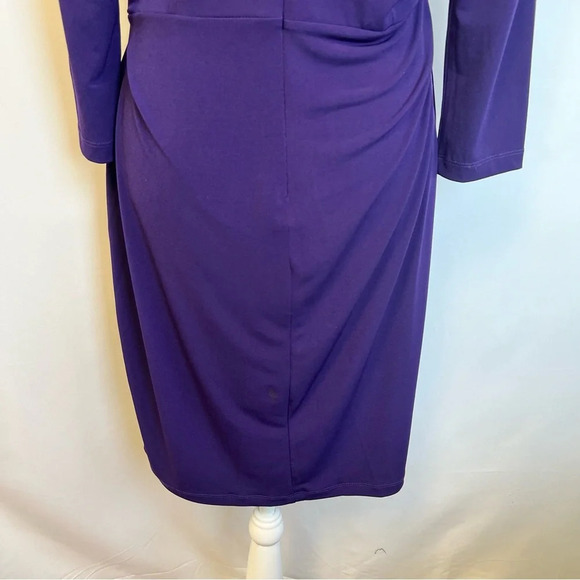 Calvin Klein Purple 3/4 Sleeve Faux Wrap Stretch Formal Dress Womens Size 10 - Picture 14 of 16